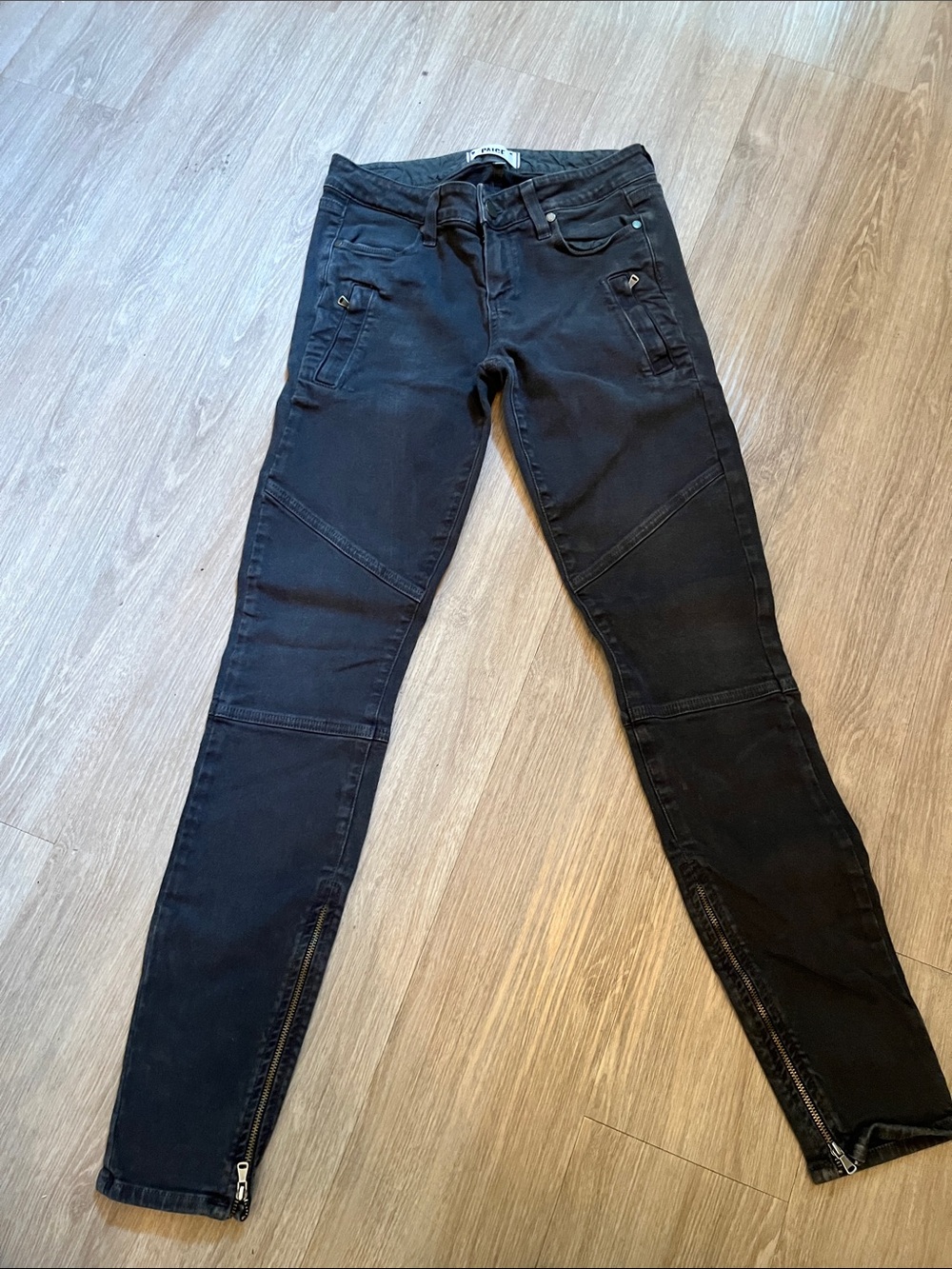 PAIGE Black / Grey Cargo-Style Skinny Jeans